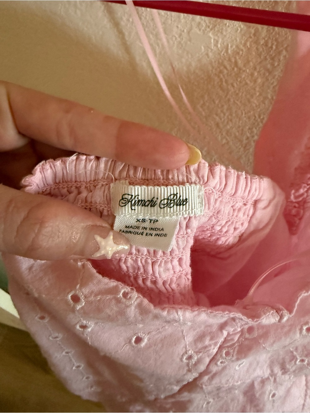 Kimchi Blue Light Pink Eyelet Halter Mini Dress - Picture 3 of 4